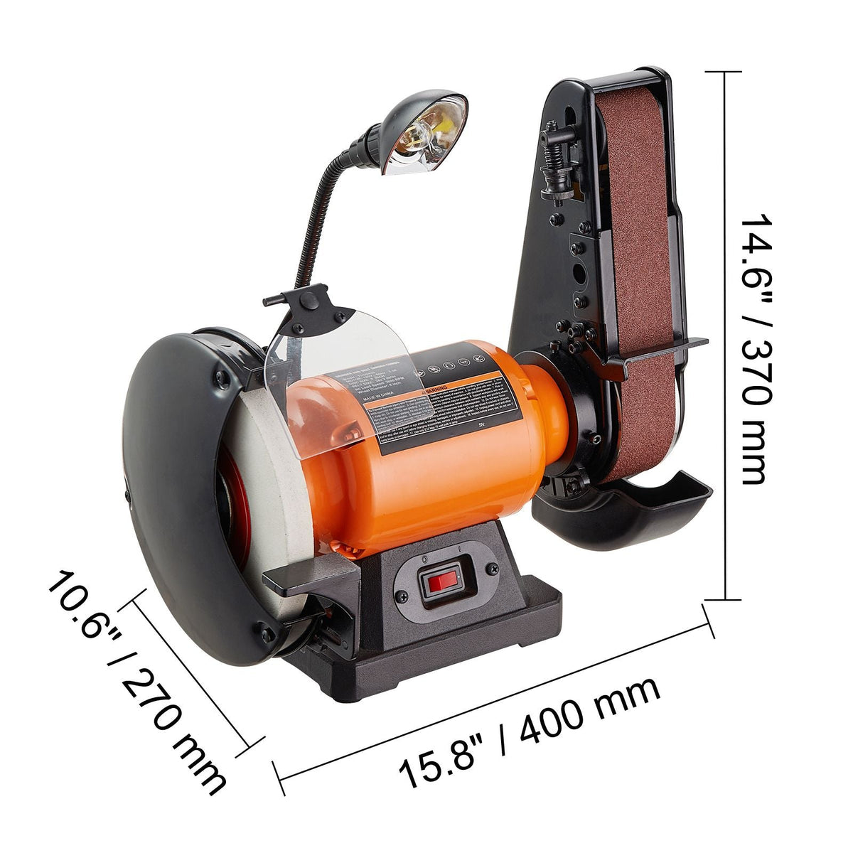 8 Inch Bench Grinder with 2 x28 Inch Belt Sander Combo, Bench Grinder Sander with 2.5A Induction Motor for Metalworking Sharpening Grinding