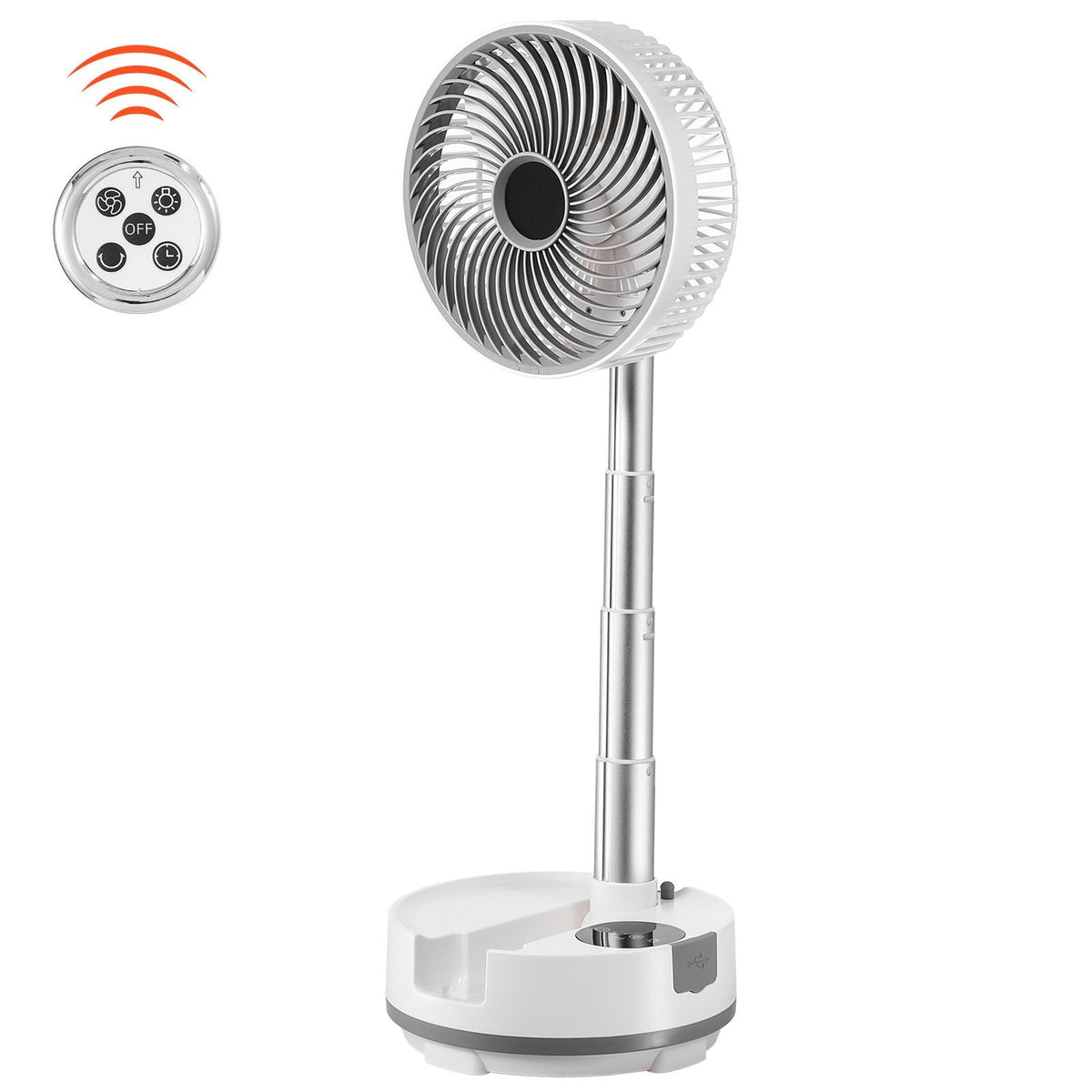 8 inch Portable Foldable Rechargeable Oscillating Fan, 3-in-1 Battery Operated with Remote Control, Quiet Desk/Table Pedestal Fan, 8 Speeds,90-degree Auto Left/Right Rotation