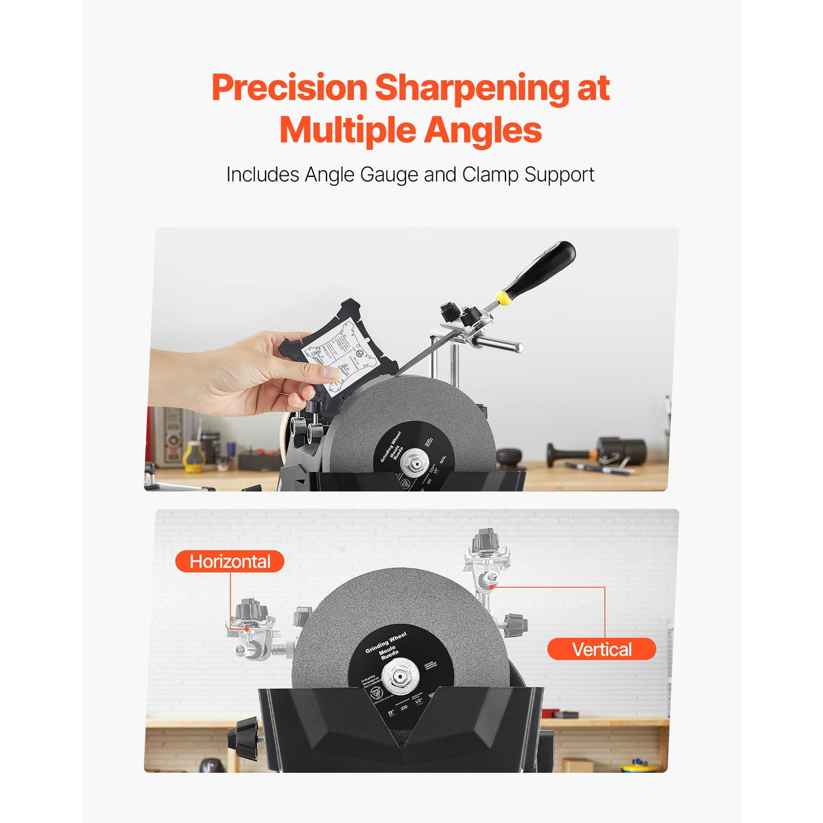 8-Inch Wet Sharpening System, Water-Cooled Knife Grinder Machine with 155 RPM Grinding Speed, Vertical/Horizontal Two-Direction Wet Stone Grinder, Wet Bench Grinder for Knife, Chisel, Knife, Axe