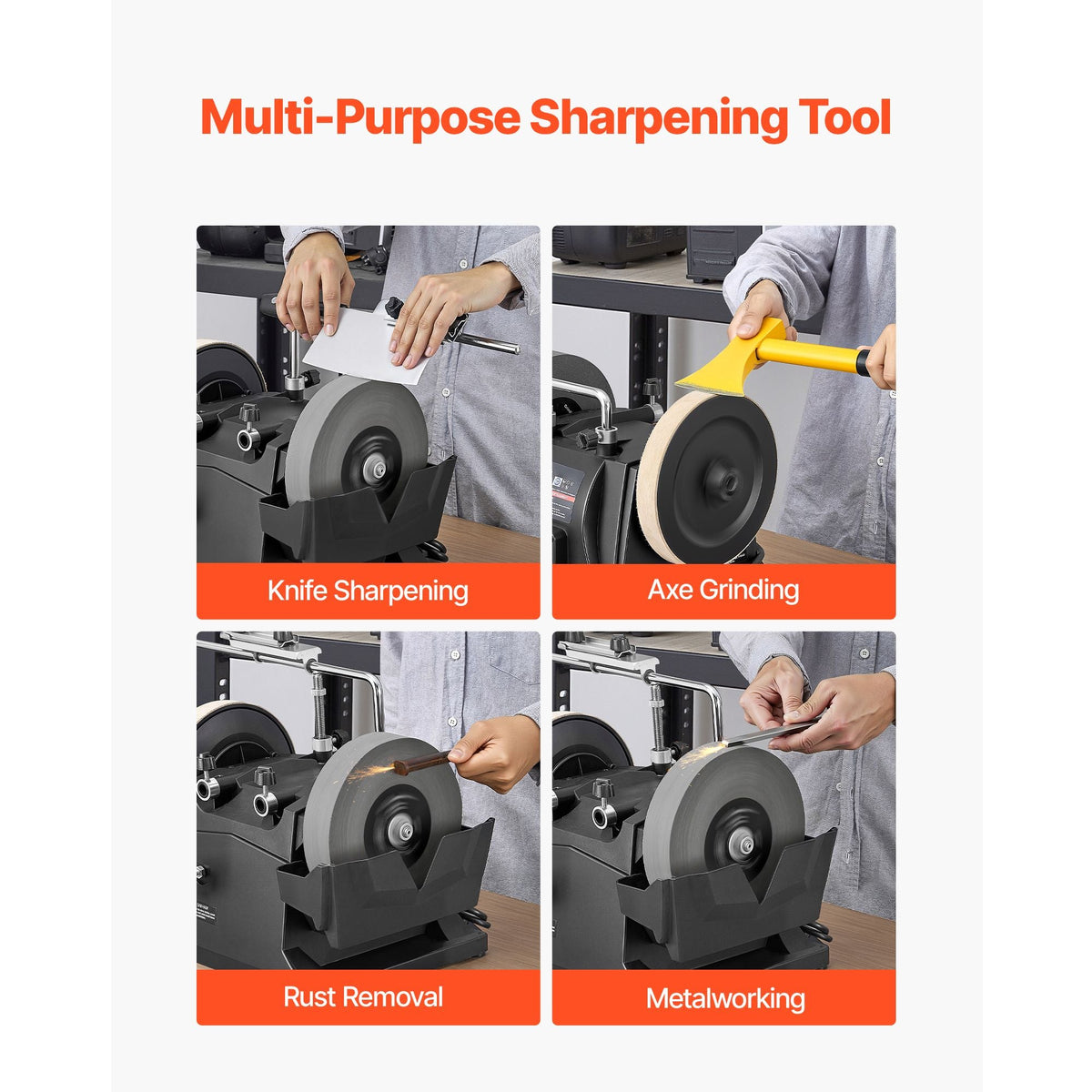 8-Inch Wet Sharpening System, Water-Cooled Knife Grinder Machine with 155 RPM Grinding Speed, Vertical/Horizontal Two-Direction Wet Stone Grinder, Wet Bench Grinder for Knife, Chisel, Knife, Axe