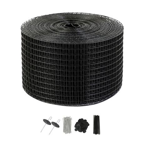 8 inch x 100ft Solar Panel Bird Guard, Critter Guard Roll Kit with 100pcs Aluminum Alloy Fasteners, Solar Panel Guard with Rust-proof PVC Coating, 1/2 inch Wire Roll Mesh