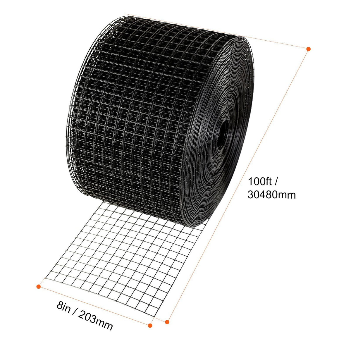 8 inch x 100ft Solar Panel Bird Guard, Critter Guard Roll Kit with 100pcs Aluminum Alloy Fasteners, Solar Panel Guard with Rust-proof PVC Coating, 1/2 inch Wire Roll Mesh