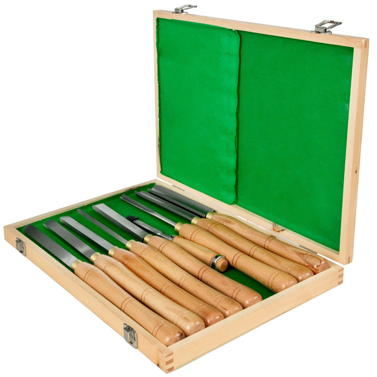 8 Piece Wood Lathe Chisel Set, HSS Steel Wood Carving & Cutting Tools for Hardwood, Includes Bonus Chisel & Wooden Storage Case