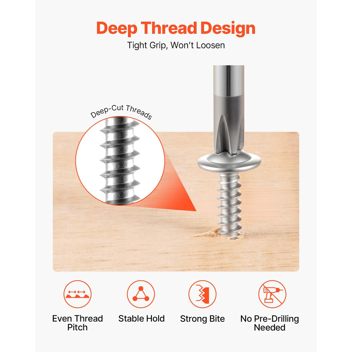 #8 Self Drilling Wood Screws, 3/4 Inch Long 350 PCS Truss Head Wood Screws, Phillips Drive Quick Metal Self Tapping Screw, Stainless Steel and Full Thread, Screwdriver Bit Included, Silver
