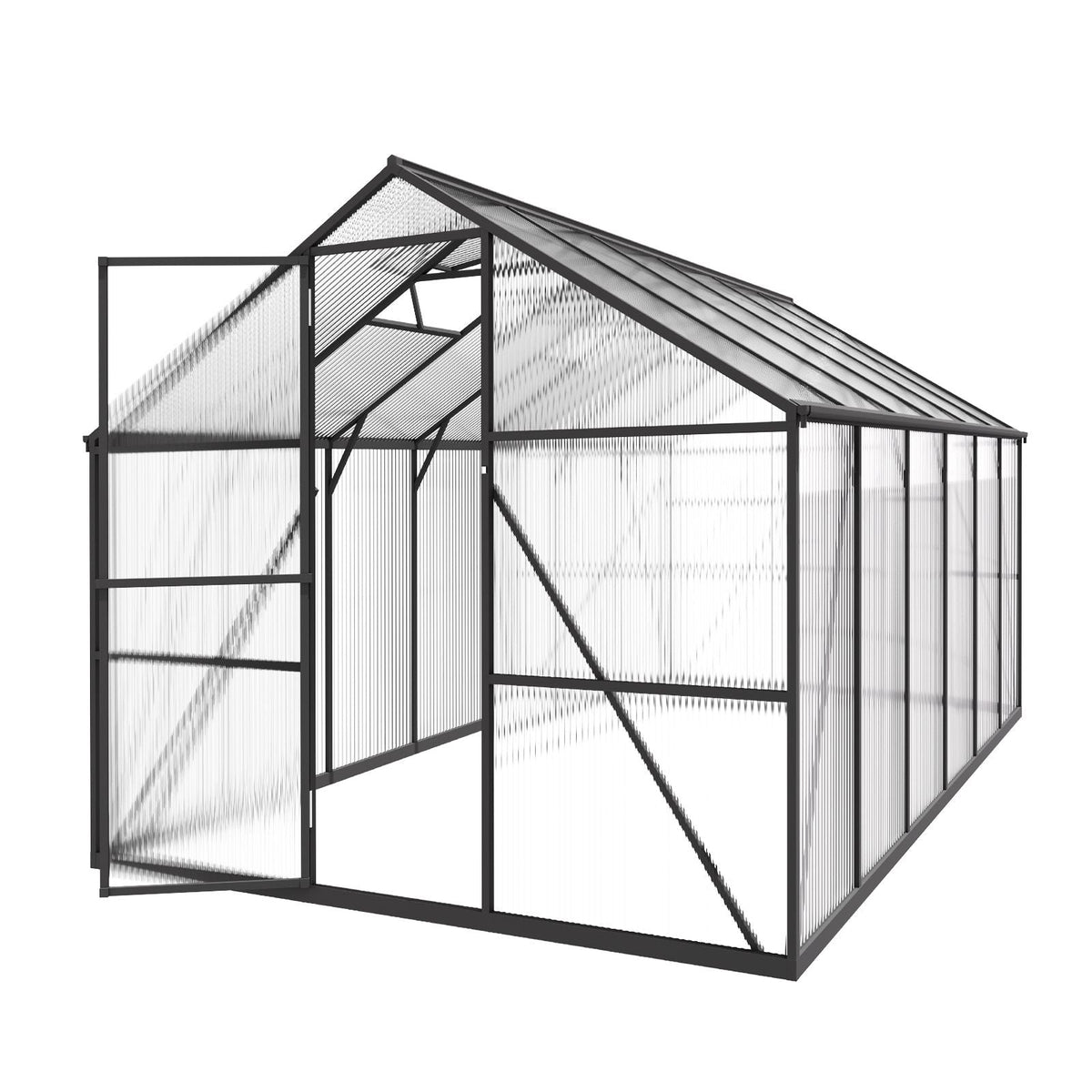 8 x 12 FT Polycarbonate Greenhouse, Heavy Duty Outdoor Green House with Adjustable Vent & Push-Pull Lockable Door, Quick Setup, Aluminum Frame Walk-in Greenhouse Sunroom for Outside Garden Lawn