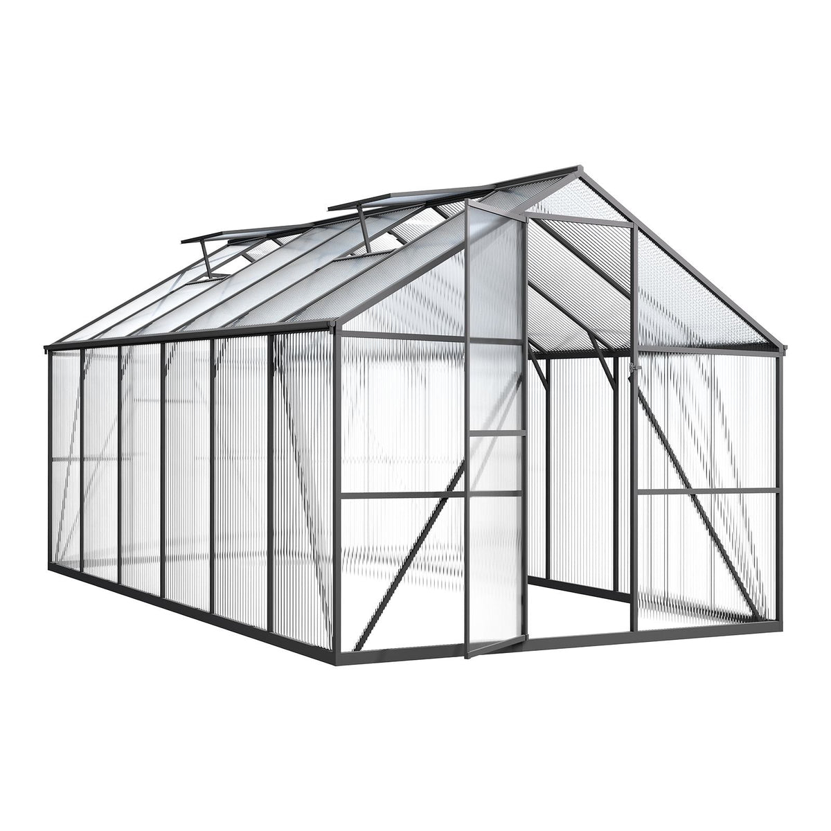 8 x 12 FT Polycarbonate Greenhouse, Heavy Duty Outdoor Green House with Adjustable Vent & Push-Pull Lockable Door, Quick Setup, Aluminum Frame Walk-in Greenhouse Sunroom for Outside Garden Lawn