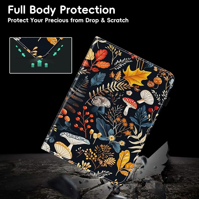 Case for Kindle Paperwhite 12th Gen 2024 (7) &amp Kindle Colorsoft Signature Edition (7)Wallet PU Leather Folio Cover Multi-Angle Stand with Auto Wake/SleepAesthetic Snake Floral