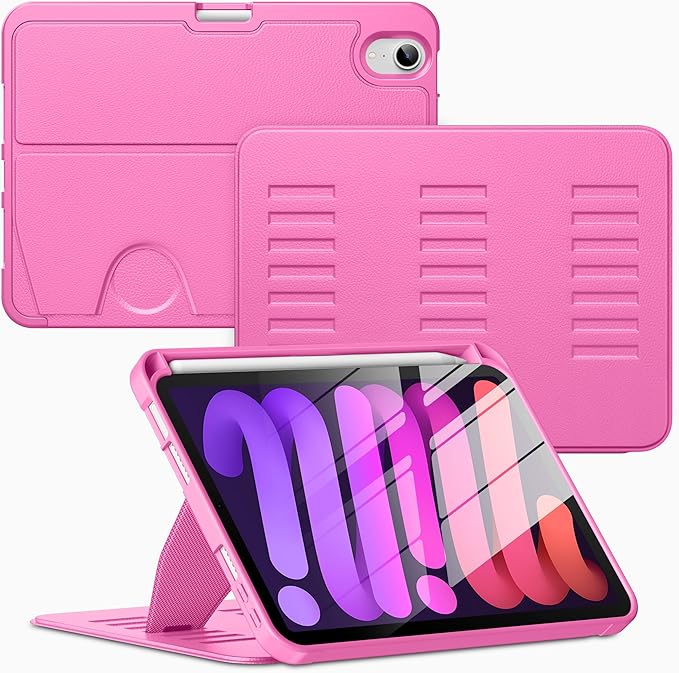 VIKESI Case for iPad mini 7 (A17 Pro) and iPad mini 6Multiple Angles Magnetic Stand CoverShockproof Soft BackPencil Holderand Auto Sleep/WakeBlack