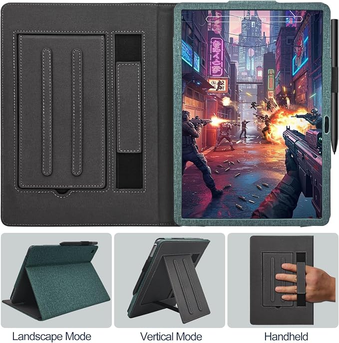 Hand Strap Case for 10.1 TCL TAB 10 Gen 4 (Model: 8483A) Tablet PU Leather Bidirectional Multi-Angle Stand Cover with Auto Sleep &amp Wake/Elastic Pen Holder (Black)