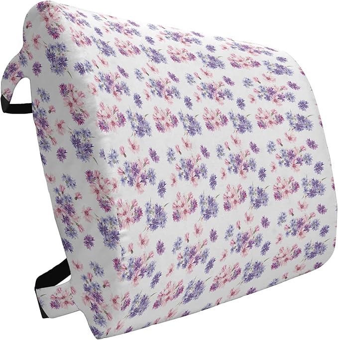 Ambesonne Watercolor Lumbar Back Support Pillow, Floral Pattern with Wedding Inspired Blossoming Nature Bridal Bouquet, High Density Foam for Office Chairs Car Seats, 14" x 13", Lavender Lilac