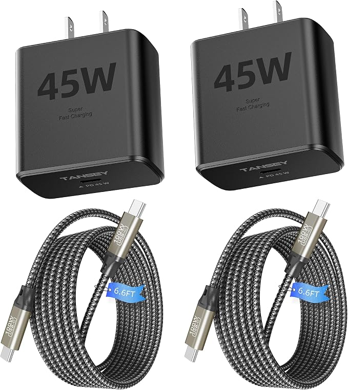 TANSEY 45W USB C Fast Charger with 6.6FT Braided Nylon Cable PD 3.0 Charger Block Compatible with iPhone 16/15 Series iPad AirPods Pro 2 &amp Samsung S24