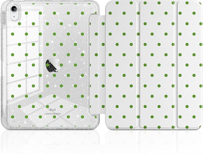 MEEgoodo Case for iPad A16 11th Generation 2025/10th Generation 2022 Glitter Tablet Cases with Transparent Acrylic Back+Trifold Stand +Pencil Holder+Auto Wake/SleepAbstract Sun &amp Palm Tree