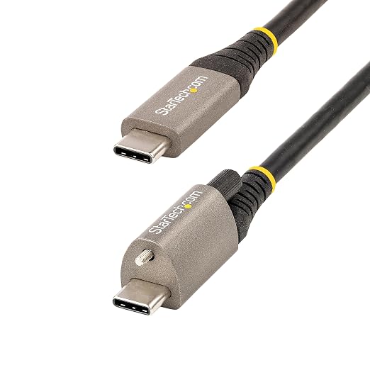 StarTech 20in/50cm Side Screw Locking USB-C Cable USB 10Gbps 100W PD | USB-C to USB-C 8K 60Hz/4K 144Hz Thunderbolt 3 Compatible M2 Screw TPE Jacket