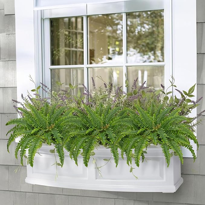 Ferns Artificial Plants 2 Pack Faux Ferns for Outdoor Planter Large Fake Ferns Look Real Artificial Ferns with 86 Fronds Hanging Boston Fern Fake Plant Shrubs for Home Farmhouse Garden Porch Decor