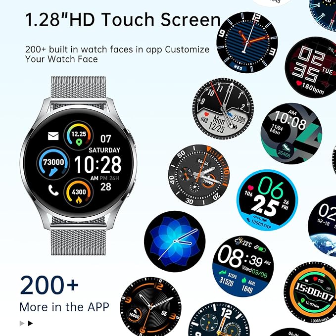 Smart Watch for Men Women Fitness: Waterproof Make/Answer Call Smart Watches for Men Digital Mens Watches Running Step Tracker Smartwatch Android Phones iPhone Samsung Compatible Heart Rate Monitor