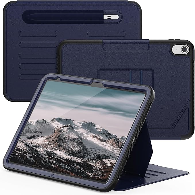 Case for iPad (A16) 11th/10th Generation 11''/10.9'' 2025/2022: Shockproof Protective Case with Hand/Shoulder Strap Pencil Holder Rotate Stand Screen Protector Black