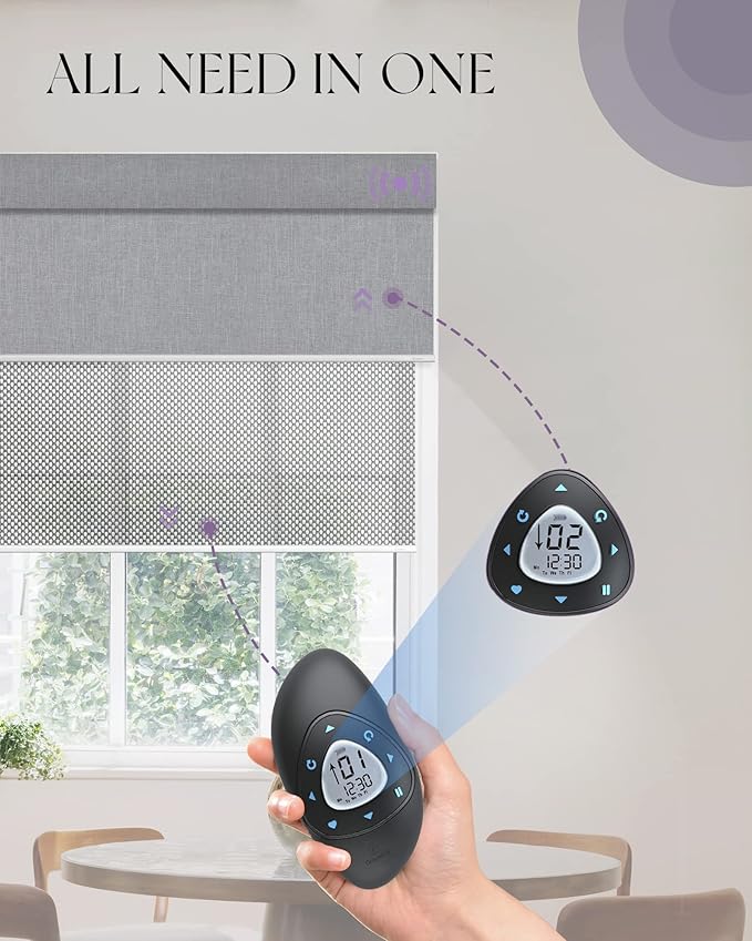 Graywind Motorized Dual Shades for Windows Smart Double Blinds Blackout and Solar Motorized Blinds with Remote Alexa Google Control Day Night Shades, Custom Size (Blackout Light Grey)