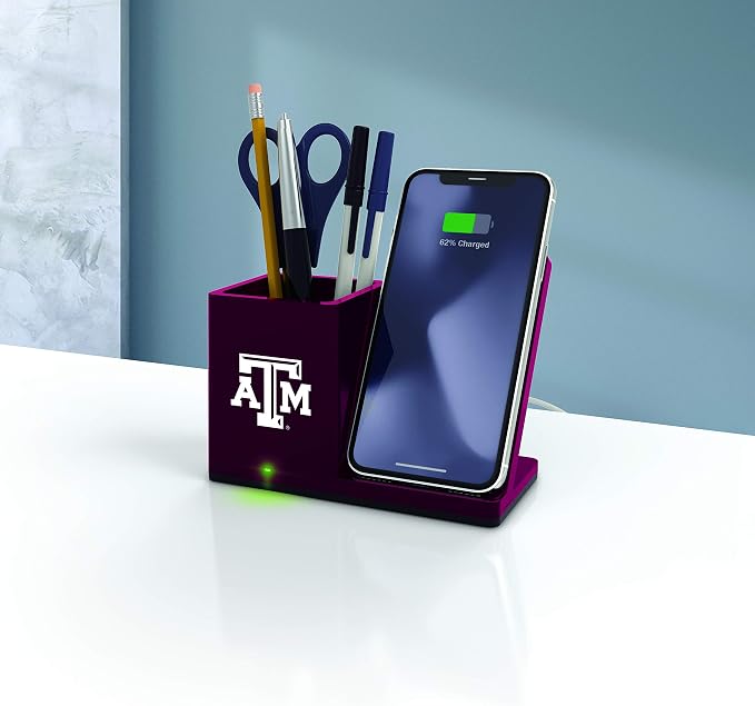 SOAR NCAA Unisex Cell Phone Wireless Charging Stand and Desktop Organizer