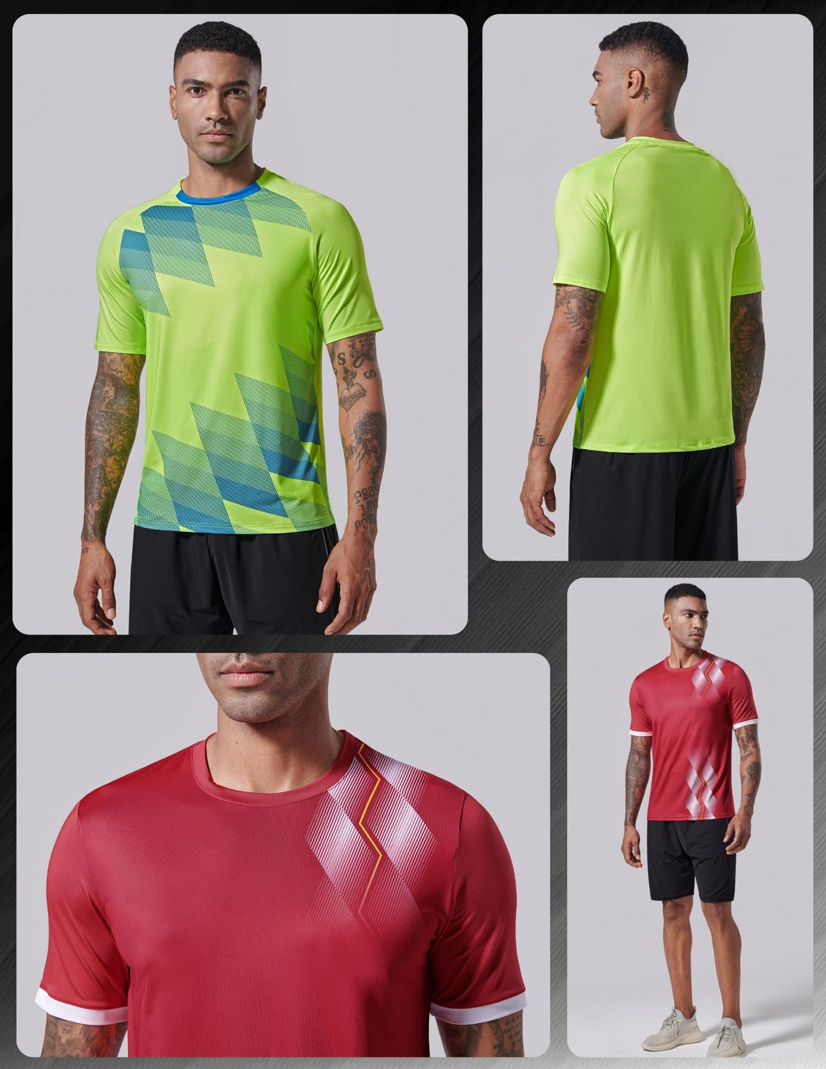 5 Pack Men’s Active Quick Dry Crew Neck T Shirts | Athletic Running Gym Workout Short Sleeve Tee Tops Bulk (Set 13, 4X-Large)