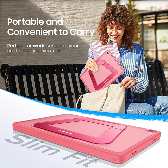 Fintie Multi-Angle Kickstand Case for Samsung Tab A11+/A9+ 11 in Black | Dual-Axis Aluminum Stand PC &amp TPU Protection Slim Frosted Hard Cover with Anti-Scratch Surface Stable Viewing Angles