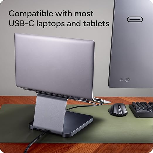 ZAGG Pro Dock – 9-Port Laptop Stand and Docking Station with Satellite Hub, Integrated USB-C Cable, 150W Power Supply, and SD Card Reader – Compatible with Most Laptops and Tablets