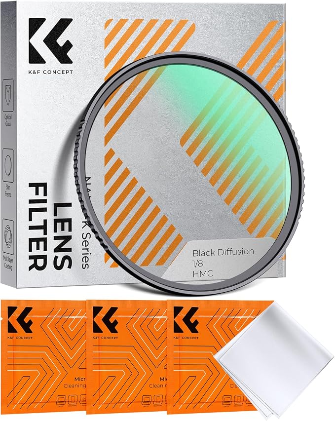 K&F CONCEPT 58mm Black Diffusion 1/8 Filter, Mist Dreamy Cinematic Effect Filter