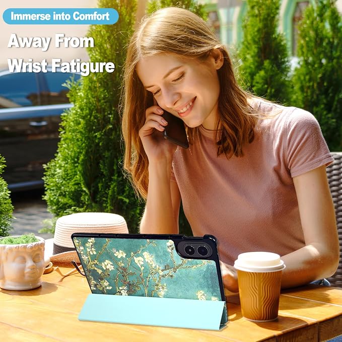 Caweet Case for Xiaomi Redmi Pad 2 PRO 12.1 Inch 2025 Released Lightweight Hard Back Shell Tri-Fold Stand Cover with Auto Sleep/Wake Almond Blossom