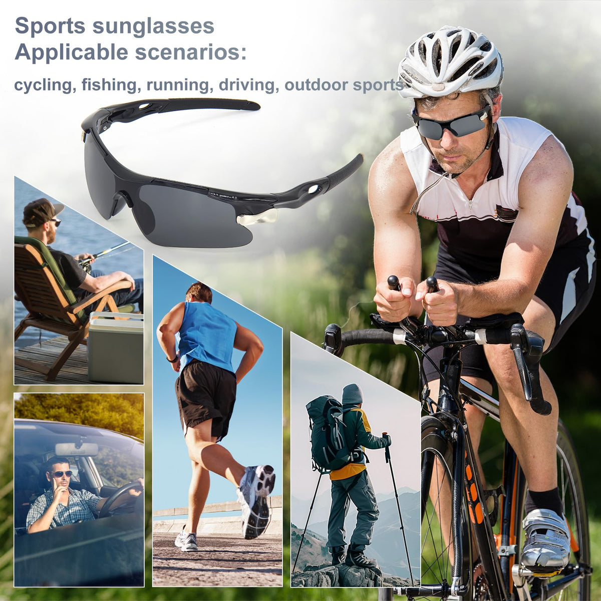 ZOSIMP Unisex Sports Sunglasses UV400 Protection Shatterproof Lenses Windproof Lightweight Frame for Running Cycling Mountain Climbing Outdoor Activities（Black）