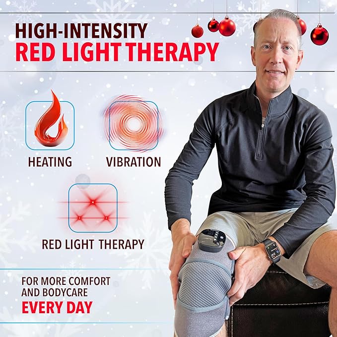 FORTHiQ RED+ Knee Massager with Heat and Red Light Therapy, Knee Brace with 5 Intensity Levels, 52 Red & Infrared Lights, Cordless, Adjustable for Knees, Elbows & Shoulders, FSA-HSA Eligible