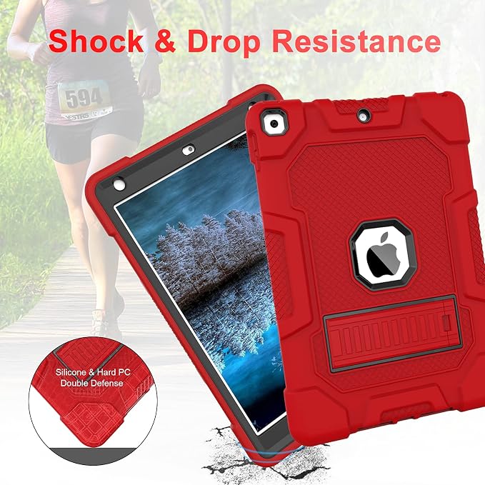 TIMISM Case for iPad 9th/8th/7th Generation(2021/2020/2019) Heavy Duty Military Grade Shockproof Rugged Protective 10.2 Cover with Built-in Stand for iPad 9 8 7 Gen Black+Green