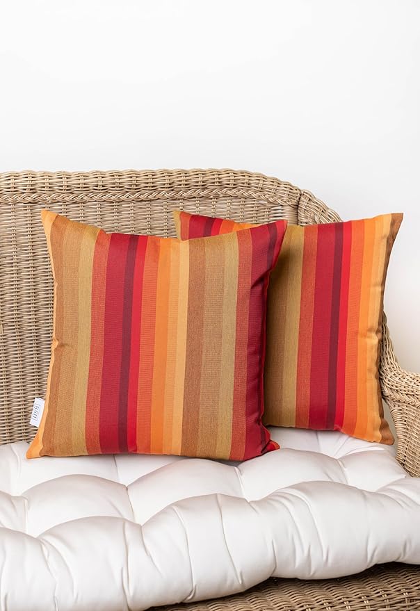 RSH DECOR: Sunbrella Square Throw Pillows Set of 2 | 20" x 20" | Water and Fade-Resistant Performance Fabric | Outdoor Pillow Covers with Down-Alternative Inserts | Astoria Sunset