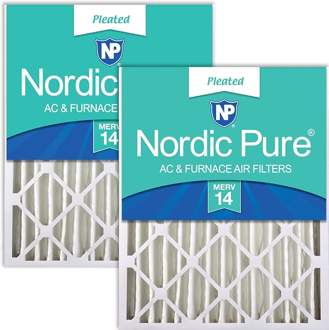 Nordic Pure 20x20x4 Pleated MERV 14 Air Filters 2 Pack