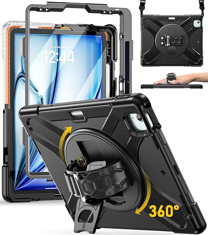 BRAECN Case for iPad Air 11 inch 2026(M4) 2025(M3) 2024(M2)iPad Pro 11 inch(4th/3rd/2nd/1st)&amp Air 10.9(5th/4th) Protective with Pencil Holder Screen Protector 360°Rotating Stand Handle Full Body