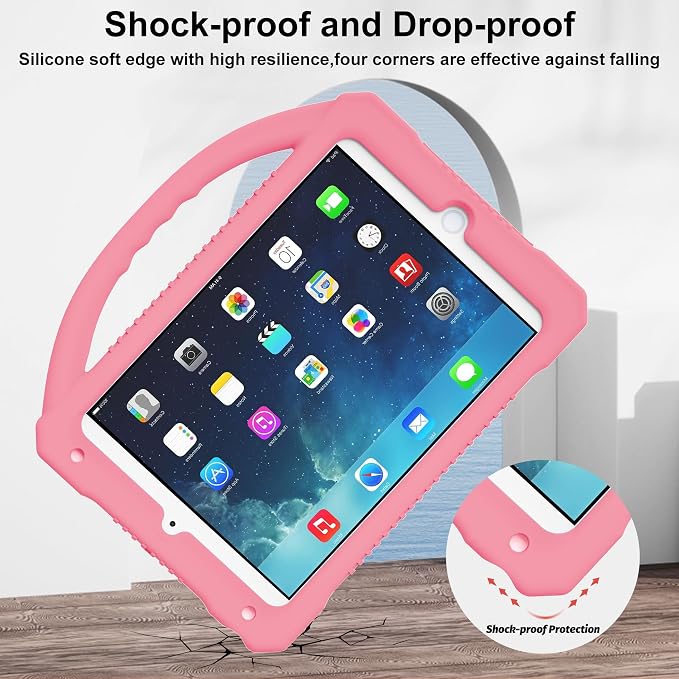 Kids Case for iPad mini 5 4 3 2 1Shockproof Protective Silicone Cover for Apple 7.9 inch Kids iPad mini/Mini 2/Mini 3/Mini 4/Mini 5 Case with Stand Handle (Blue)
