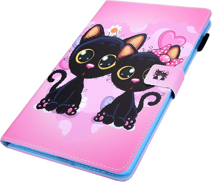 for Galaxy Tab A 8.4 Case 2020 Model (SM-T307/T307U) with Pencil Holder Pockets Multi-Angle Viewing Folio Stand PU Leather Shockproof TPU Cover for Samsung Tab A 8.4 T307 Black Rose Flower
