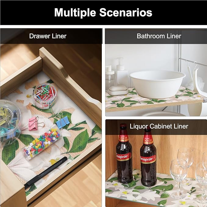 Cooyes Shelf Liner – Premium Non-Adhesive Cabinet & Drawer Liner for Kitchen – Waterproof Shelf Paper with Modern Pattern – Durable EVA Cabinet Mat – Easy to Cut （17.5" W x 360" L）