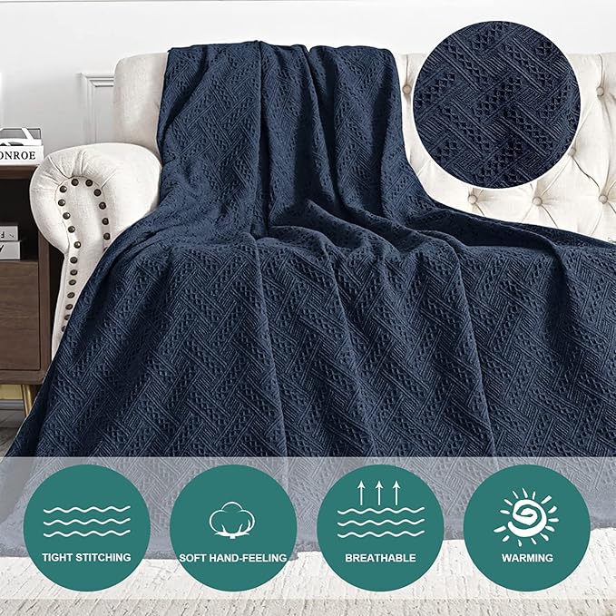 MYSKY HOME Sofa Covers & Slipcovers for 2 Cushion Couch, Living Room & Sectional Sofa Couch Covers for Dogs, Navy Blue (Large: 71" x 102")