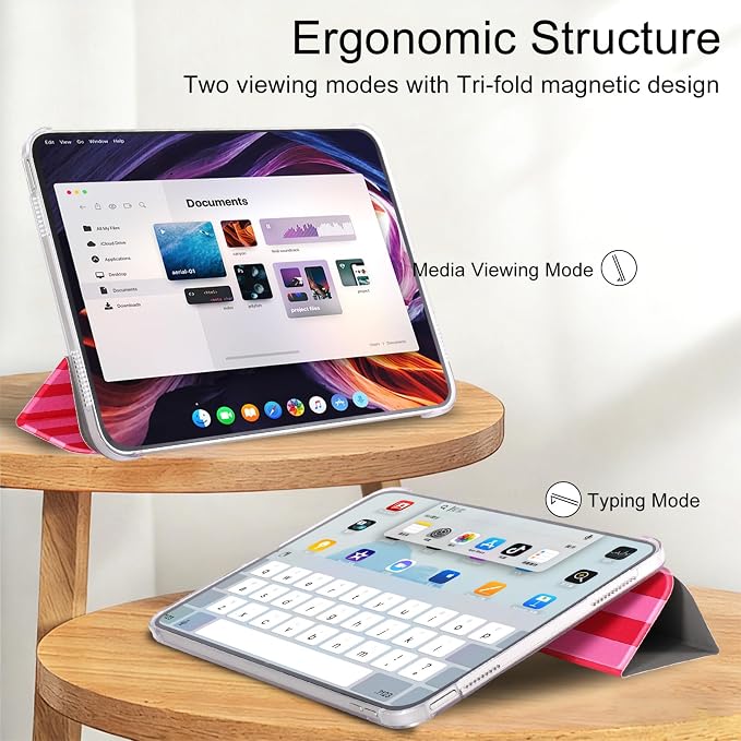 case for ipad 11th Generation11 Inch 2025 (A16 Chip) &amp 10th Gen 10.9 Inch 2022 - Slim Scratch-Resistant Hard PC Translucent Back Shell Smart Cover Wake/Sleep FunctionBlack Bow