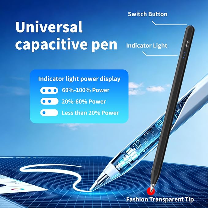 Galaxy Tab A11+ Stylus Pen for Samsung Table A11/A9+/A9 Drawing Stylus for Android Tablets Precise Writing PencilFast ChargingAuto SleepButton on/Off (Black)