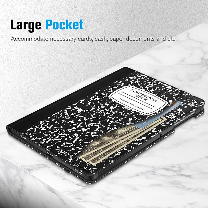 Fintie Multi-Angle Viewing Case for Samsung Galaxy Tab S8+/S7 FE/S7+ 12.4 | Front Card Pocket 3 Viewing Angles S Pen Holder Auto Wake/Sleep Black