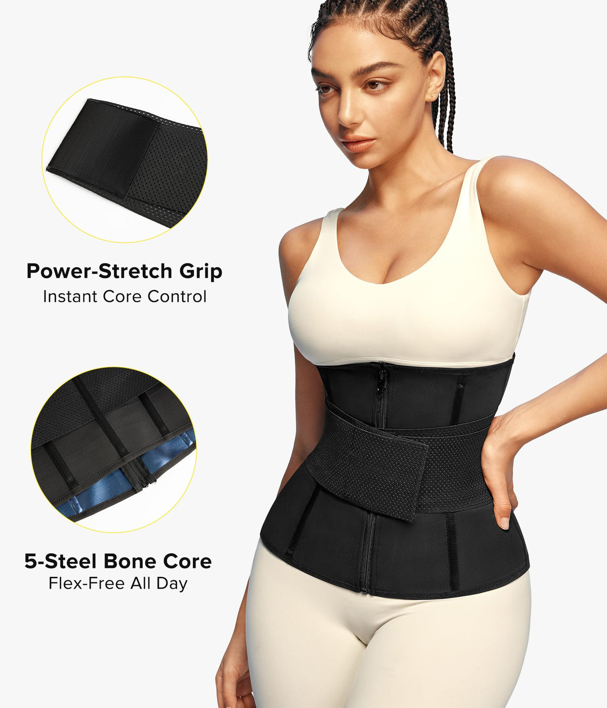 Junlan Sweat Waist Trainer for Women - Sauna Waist Trimmer for Working Out(Blue,Large)