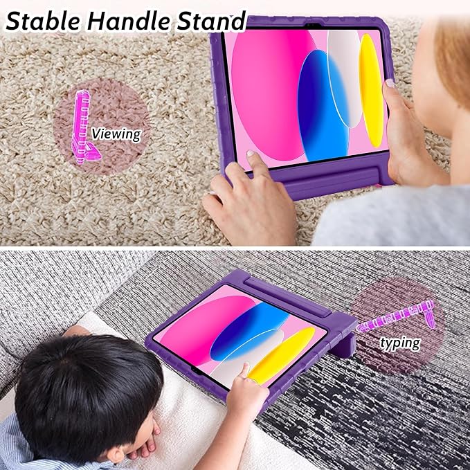 Dteck Kids Case for iPad 10.2 - Shockproof Rugged EVA Handle Stand Child Proof Case for iPad 9/8/7 Generation Black