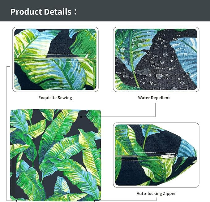 Outdoor Throw Pillow Covers 18”x18”, Decorative Pillow Covers for Patio Furniture, Modern Cushion Cases for Garden Couch Home Sofa Bed Office Chair, Pack of 2, Hanalei Lagoon