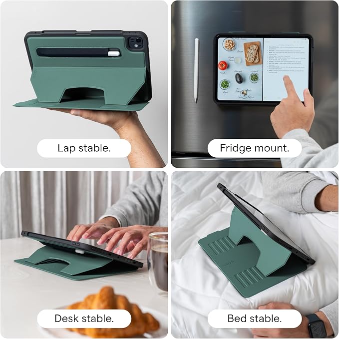 ZUGU Case for iPad Air 13 inch (M2/M3/M4) iPad Pro 12.9 Gen 3/4 [Aqua] | Ultra Slim Protective Cover Apple Pencil Holder w/Charging Convenient 10-Angle Magnetic Stand Auto Sleep/Wake Function