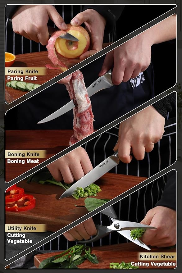 ROCOCO Kitchen Block Knife Set - 15 PCS Stainless Steel