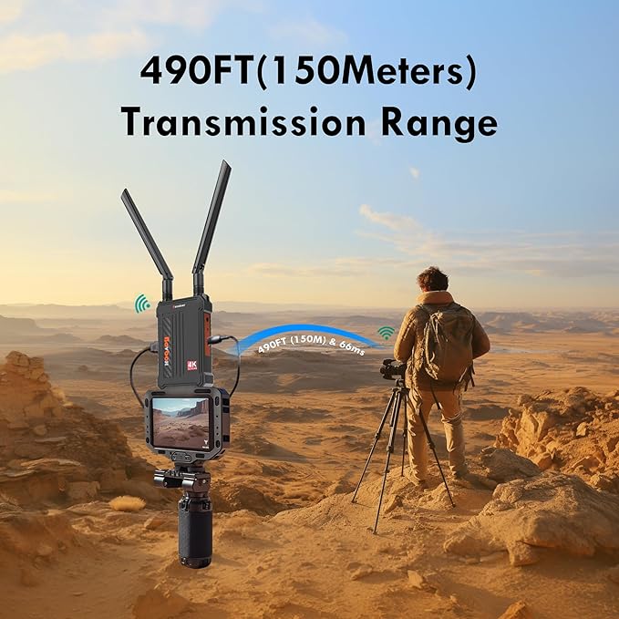 Wireless HDMI Transmitter and Receiver 4K: 2.4/5.0GHz HDMI Wireless Extender Kit for Streaming Video/Audio from DSLR/Camera/Projector/DVR/Laptop/PS4, 490FT (150M) Long Range 0.1S Low Latency