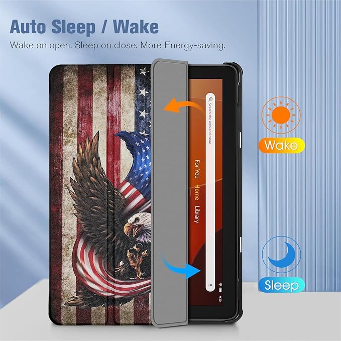 Case for Fire HD 10 Tablet (13th Generation 2023 Release) - America 250 Merchandise Lightweight PU Leather Hard Shell Stand Cover with Auto Wake/Sleep