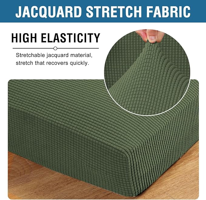 H.VERSAILTEX Super Stretch Individual Seat Cushion Covers Sofa Covers Couch Cushion Covers Slipcover Sets Thick Jacquard Textured Twill Fabric (1 Piece Sofa Cushion Cover, Bronze Green)