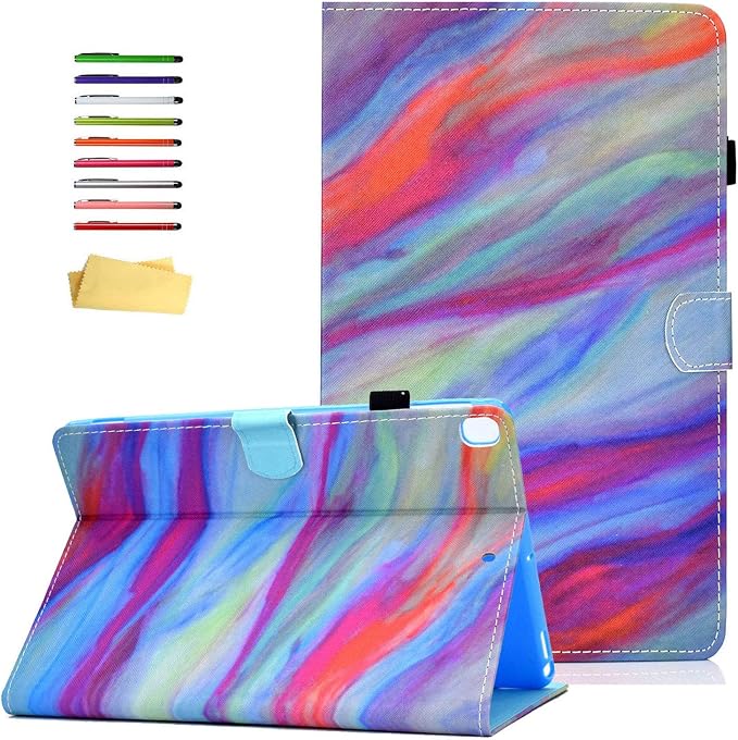 for Apple iPad 10.2 Case 2021/2020/2019 iPad 9th/8th/7th Generation Smart Cover with Pencil Holder [Auto Wake/Sleep] PU Leather Stand Folio Tri-fold Shockproof Thin Shell Colored Graffiti