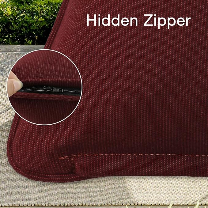 Sunbrella Decorative Outdoor Water Repellent Throw Pillows with Inserts, Set of 4, 20" x12" Pillows for Patio, Backyard, Bed, Couch, and Patio Furniture, Spectrum Ruby